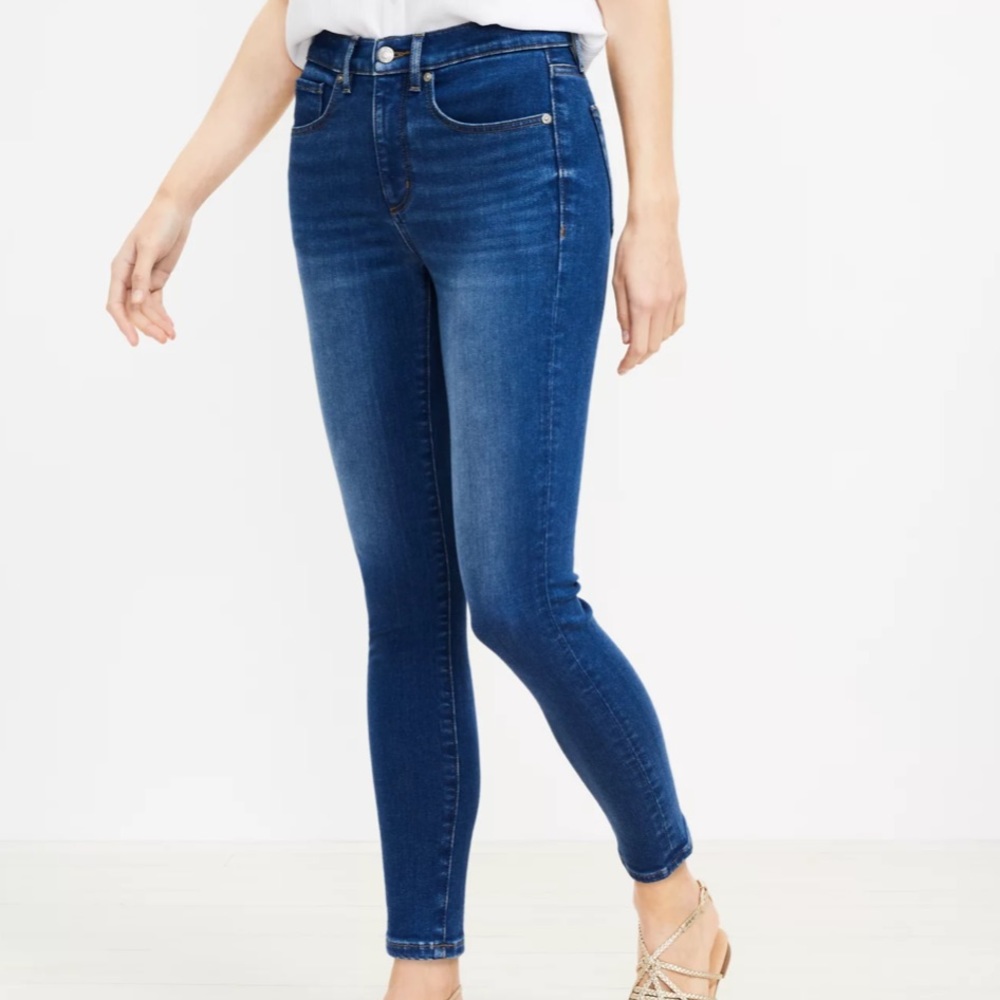 ANN TAYLOR LOFT CURVY HIGH RISE SKINNY ANKLE JEANS NWOT